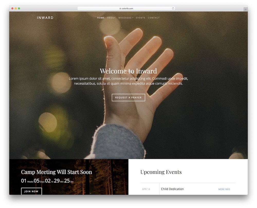 inward free bootstrap church website template