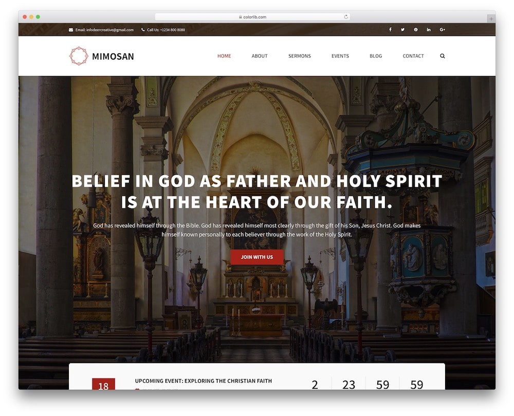 mimosan free responsive church website template