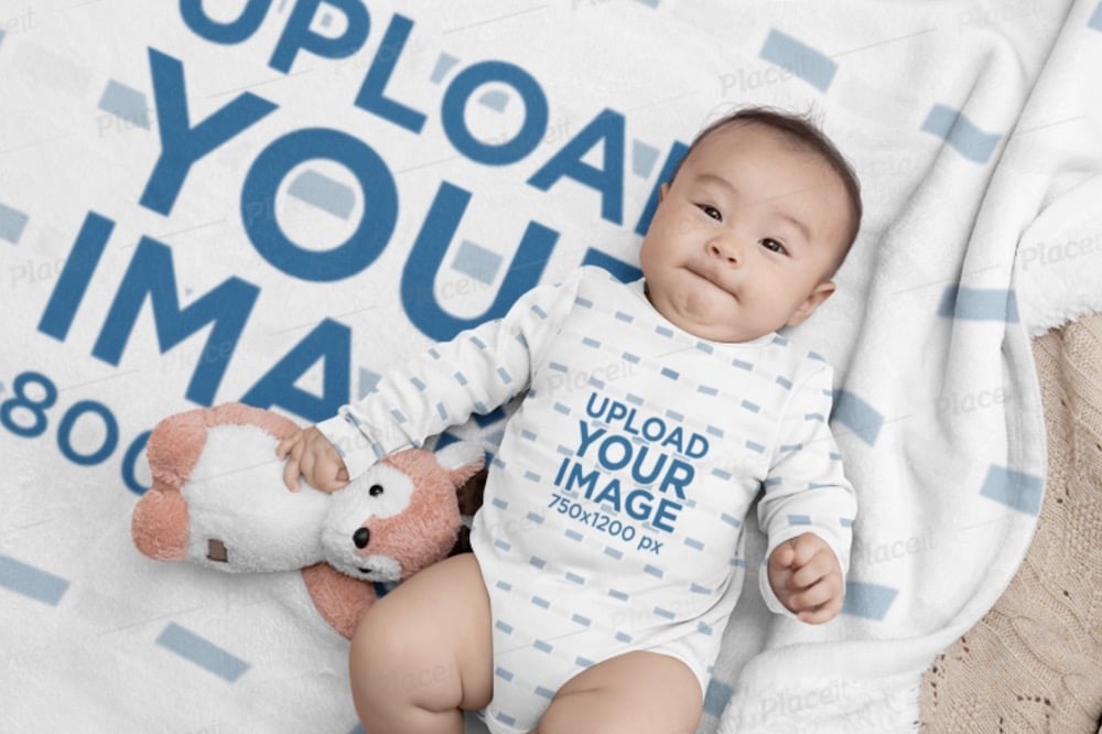 mockup of a baby on a blanket