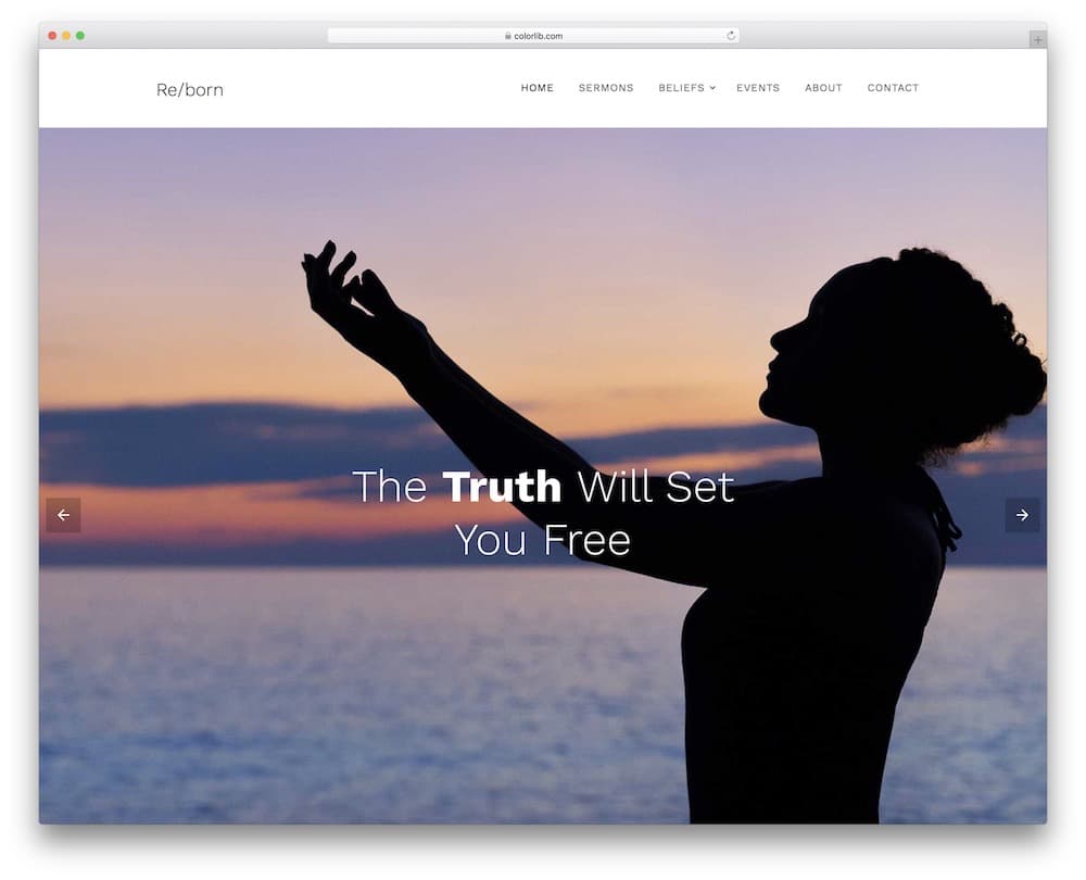 reborn free ministry website template