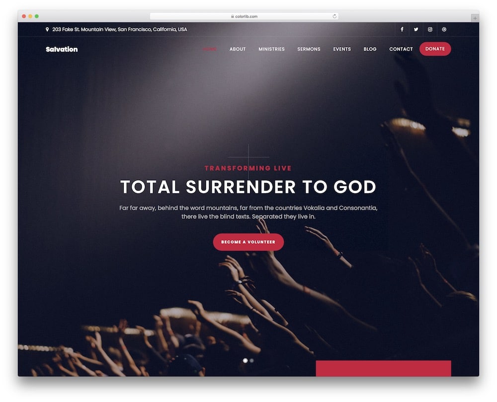 salvation free church website template