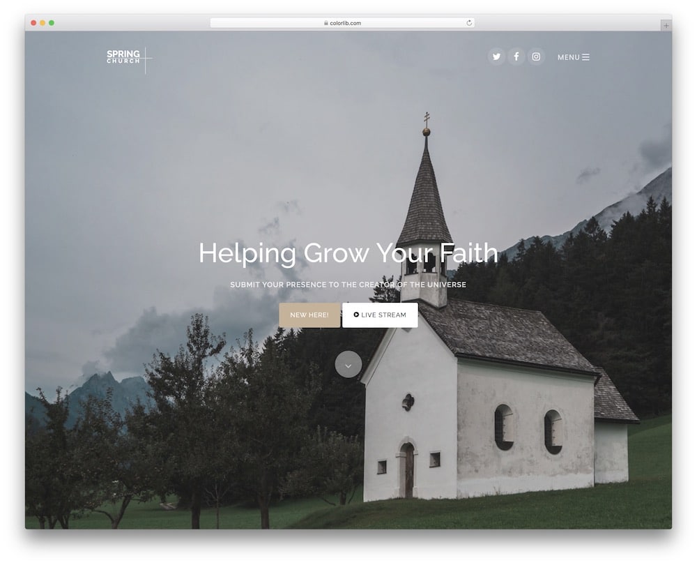 spring free church website template