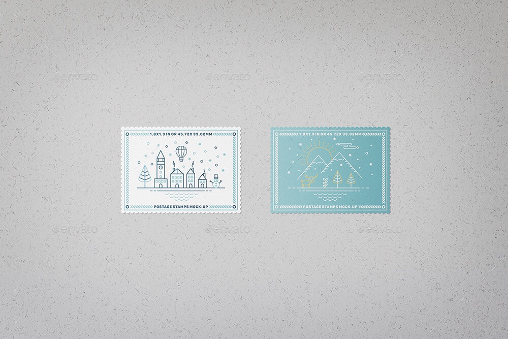 Premium PSD  Triangular mailing stamps mockup, stacked