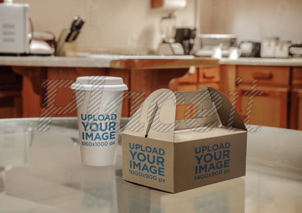 label mockup featuring a takeaway food packaging