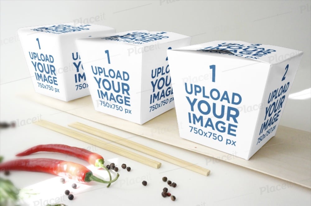 mockup featuring three food boxes