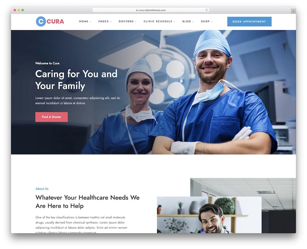 cura wordpress hospital theme