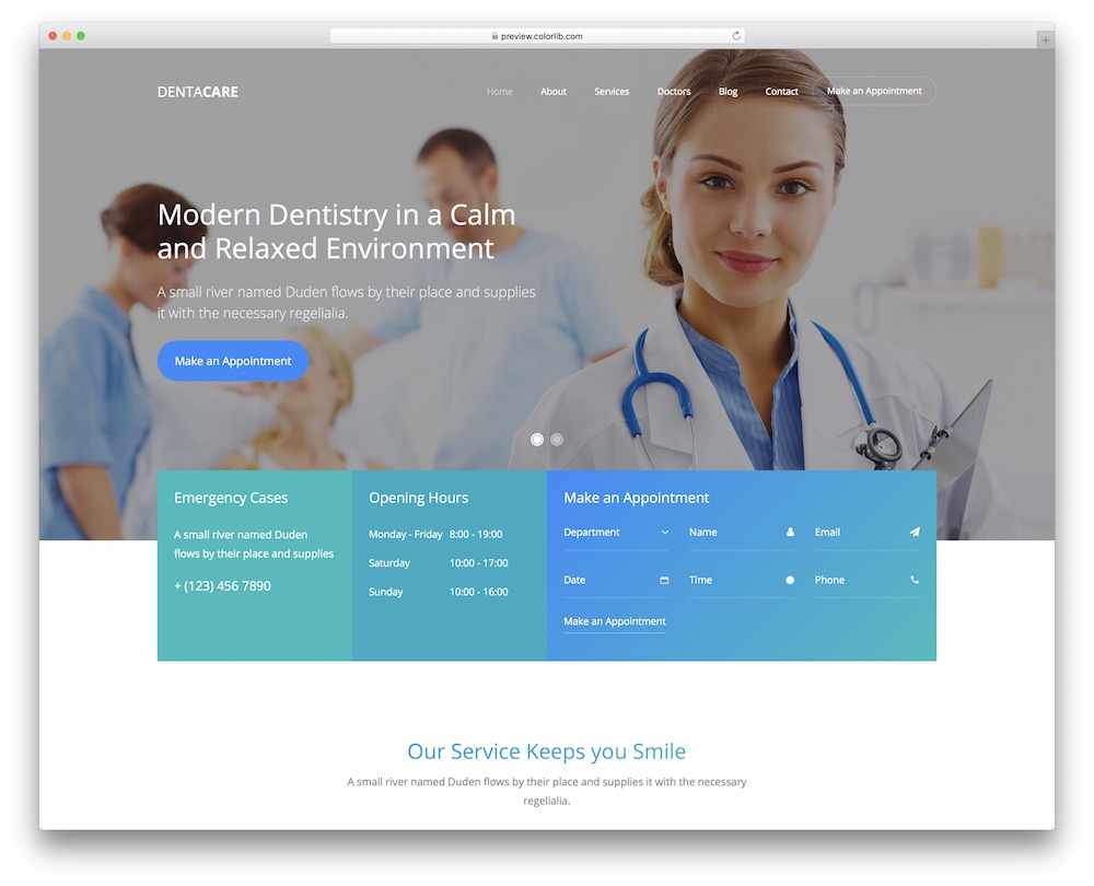 dentacare free dentist website template