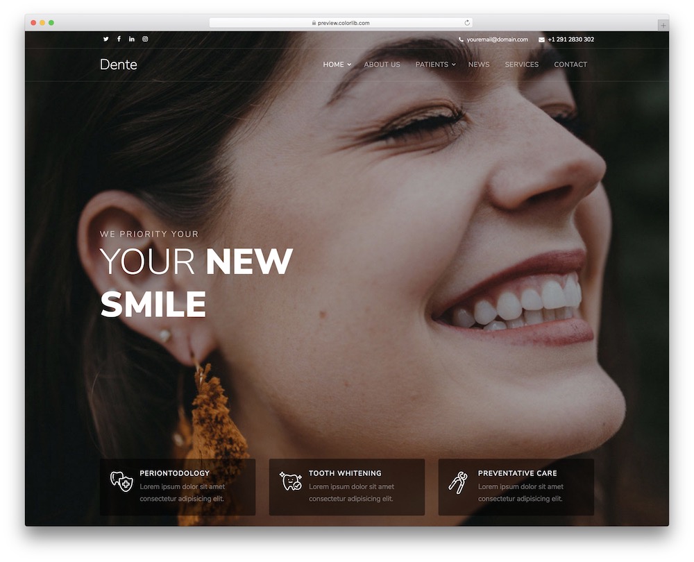 dente free dentist website template