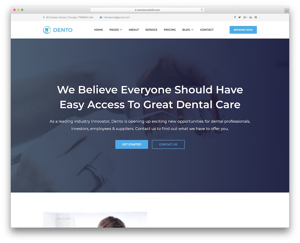 dento free dentist website template