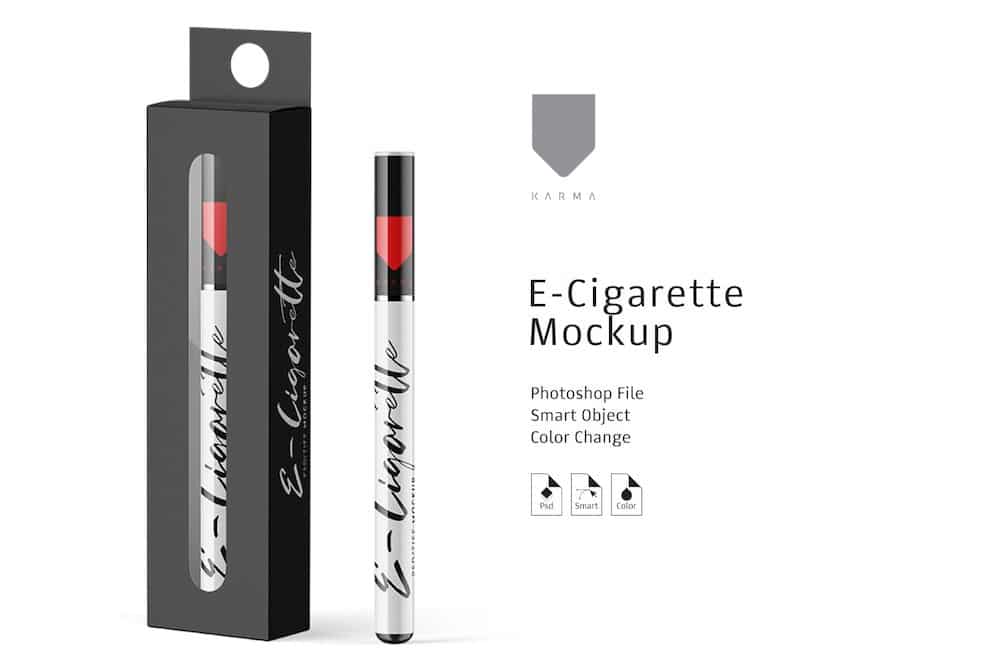 e-cigarette and box mockup