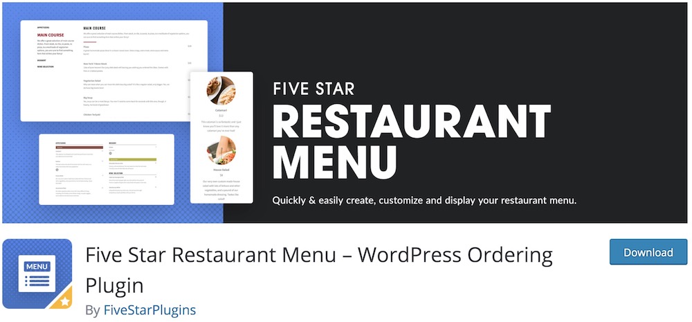 five star wordpress food ordering plugin