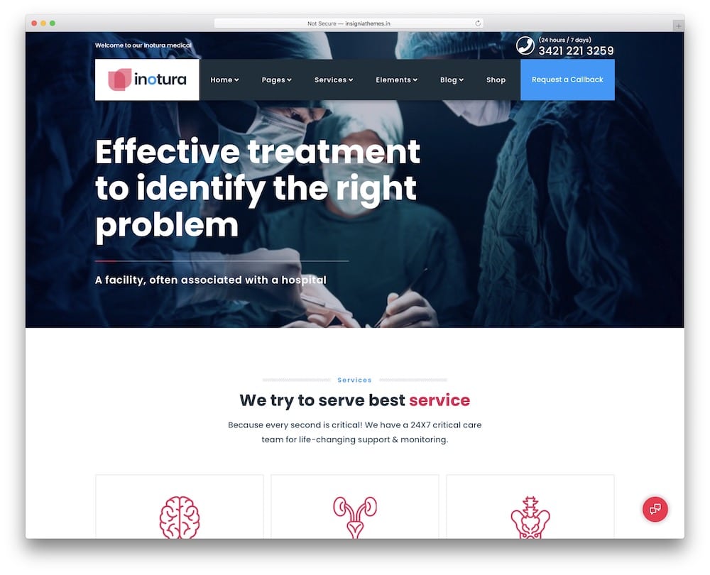 inotura wordpress hospital theme