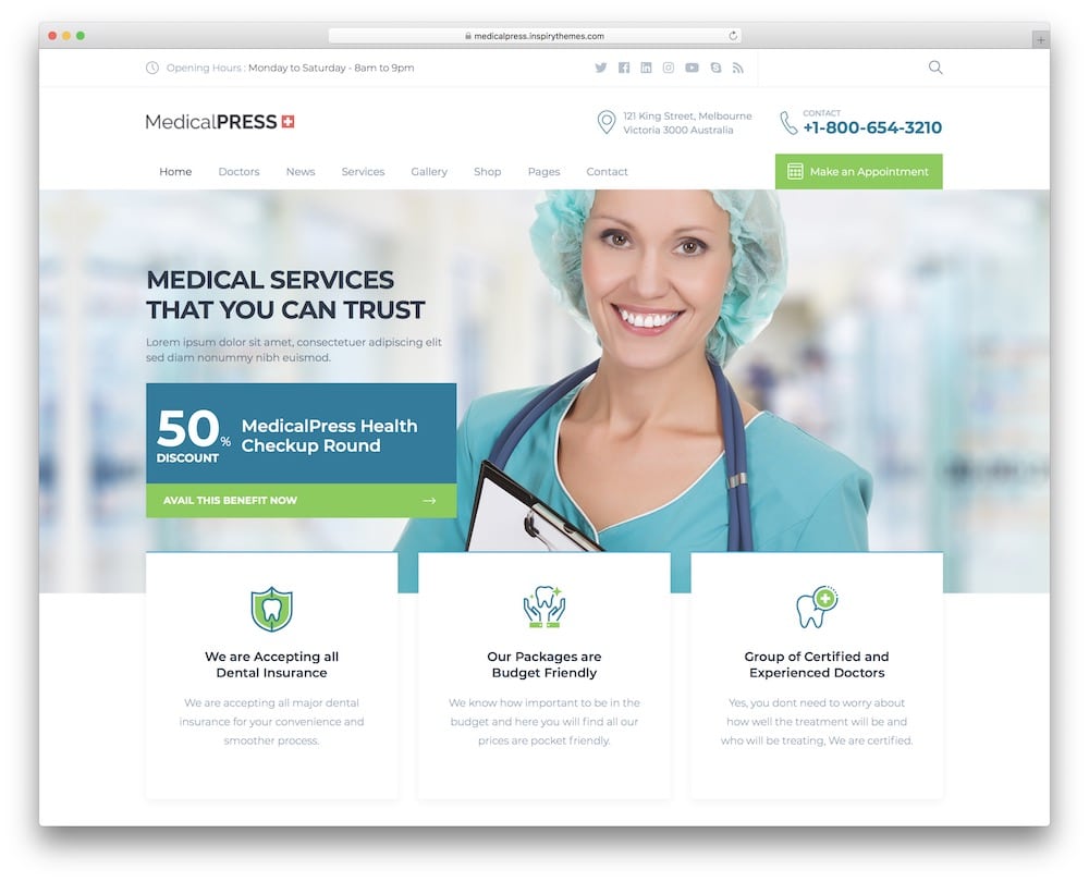 medicalpress wordpress hospital theme