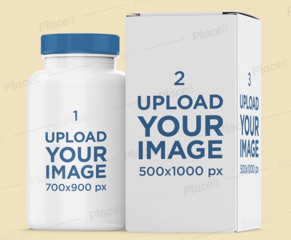 pills bottle and vertical box mockup