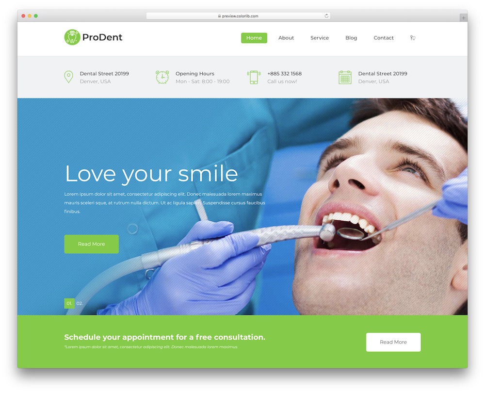 prodent free dental website template