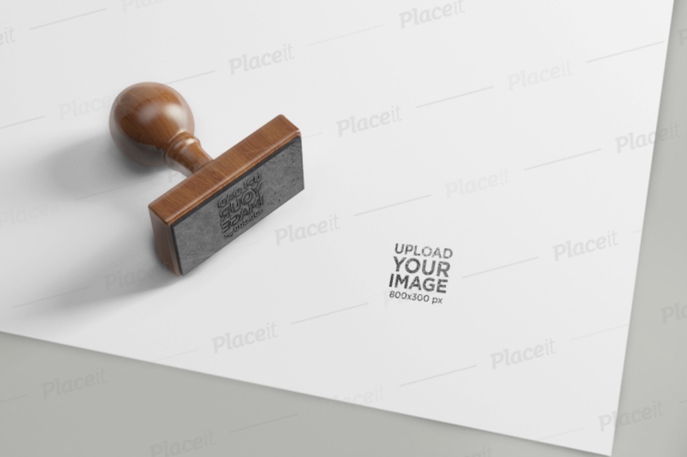 rubber stamp mockup featuring on a papper