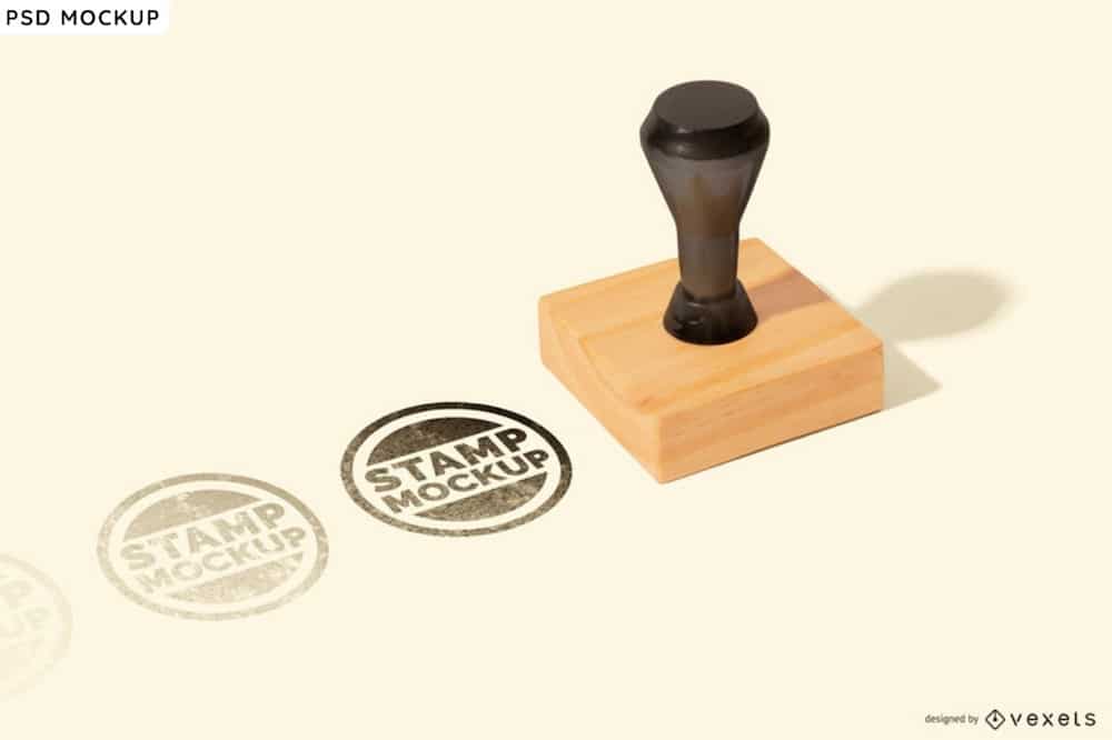 square rubber stamp psd mockup