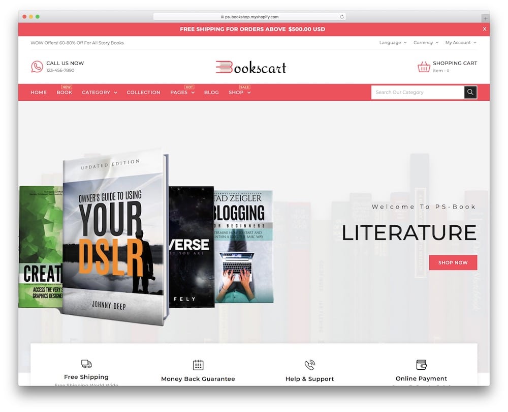 bookscart shopify bookstore theme