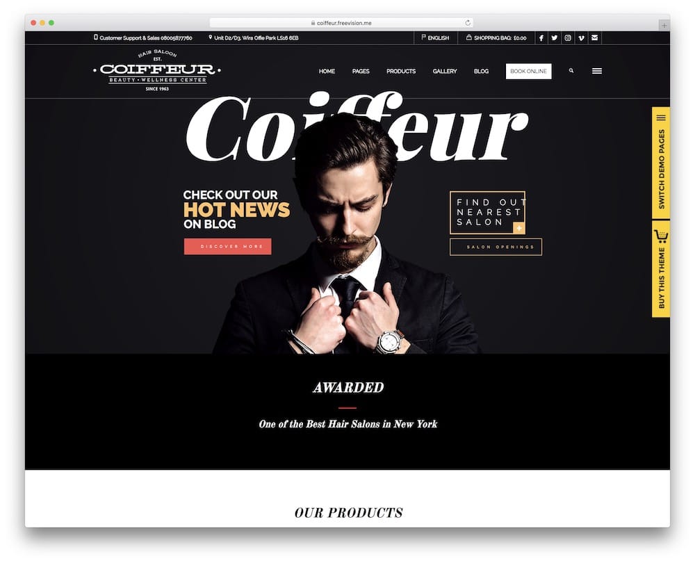 coiffeur hair salon wordpress theme