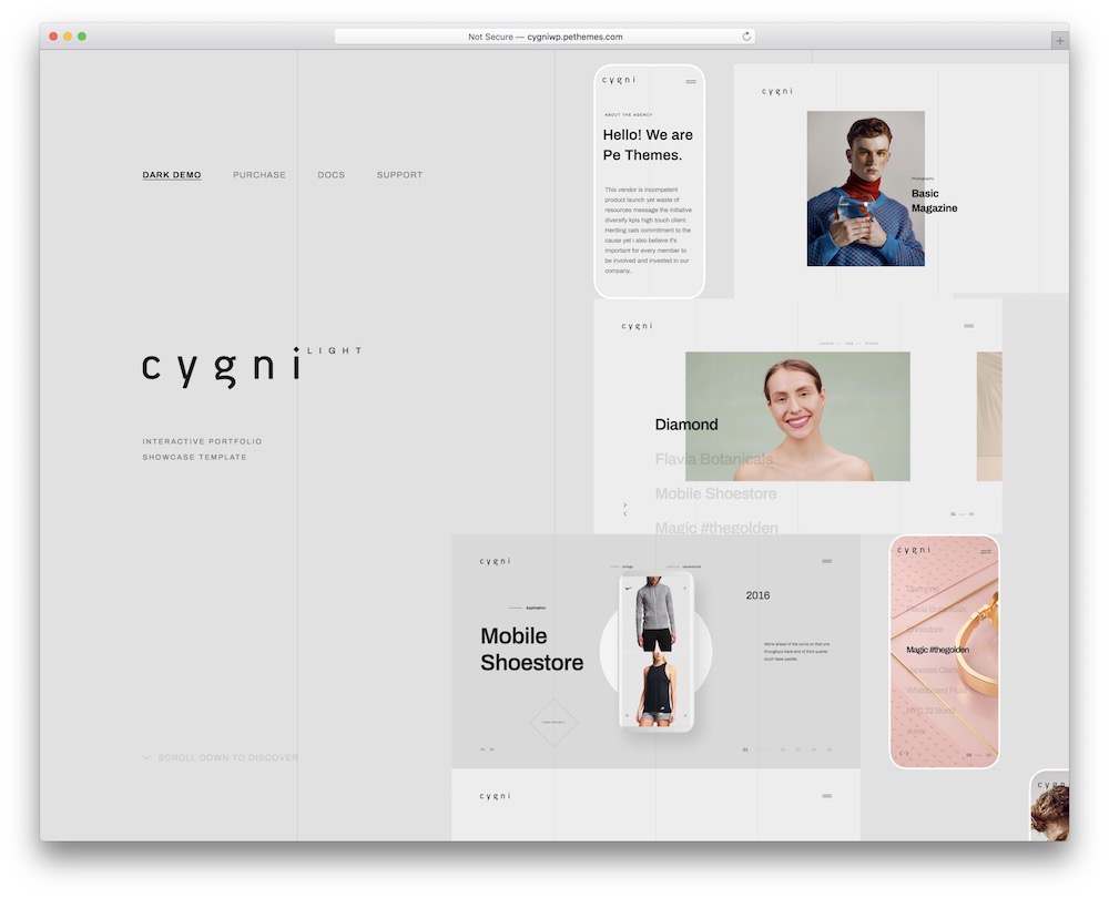 cygni white wordpress theme