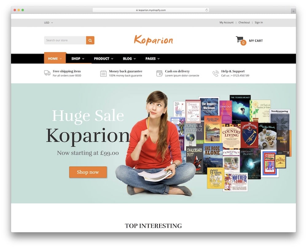 koparion shopify book store theme