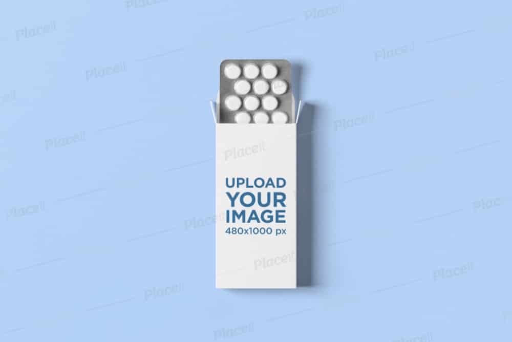 mockup of half open pills box