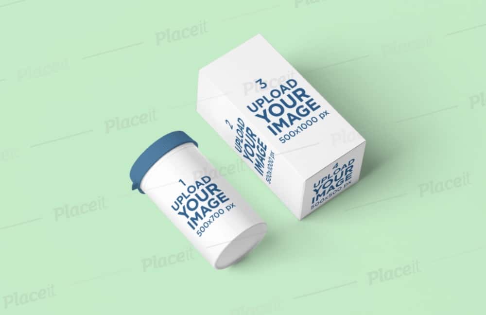 pills bottle mockup with box packaging