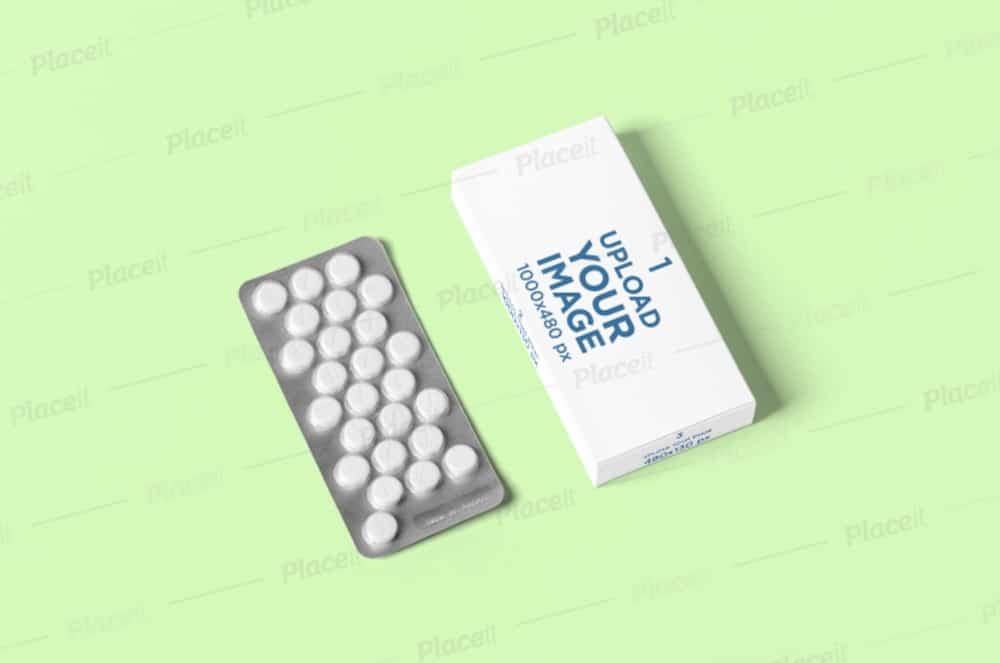 pills box mockup with a customizable background