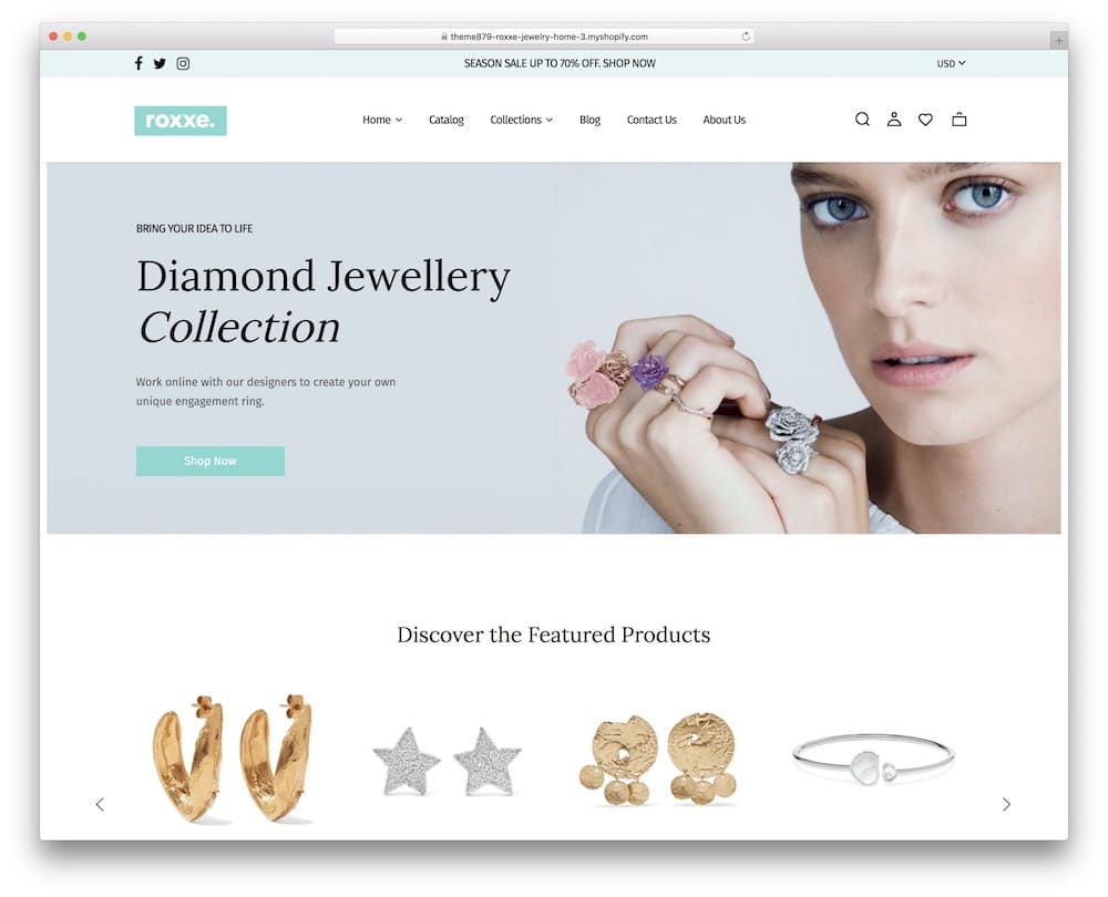 roxxe shopify jewelry accesories theme