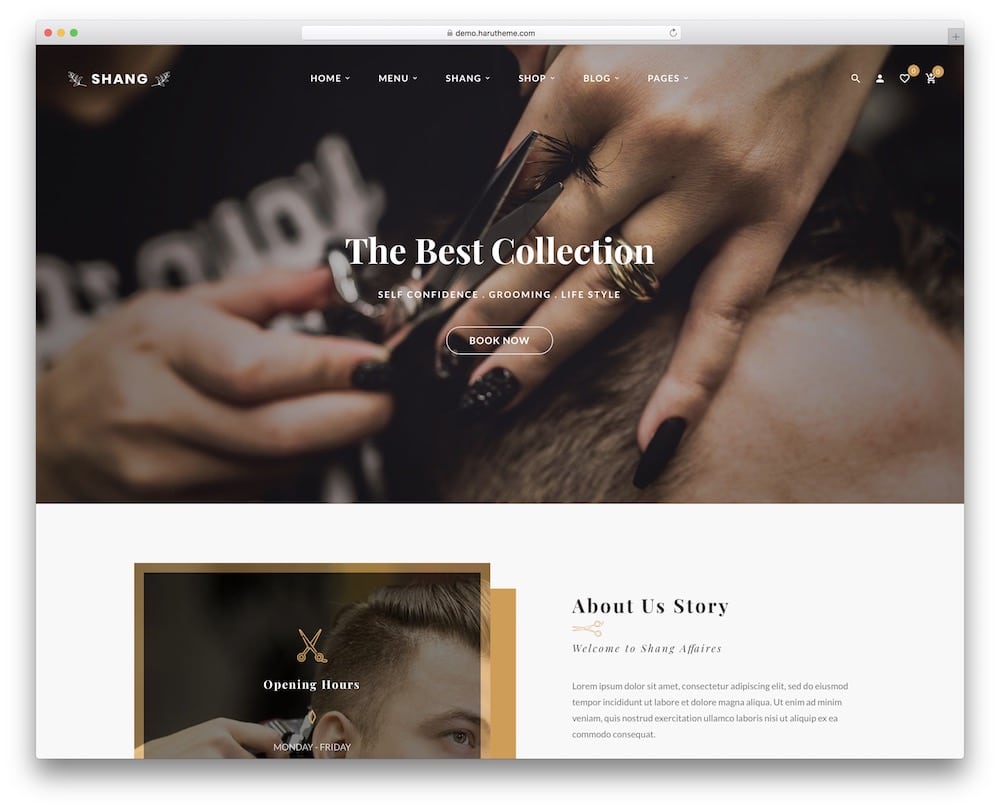 shang hair salon wordpress theme