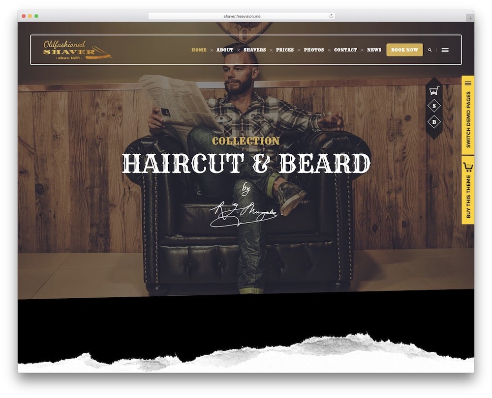 shaver barber and hair salon wordpress theme