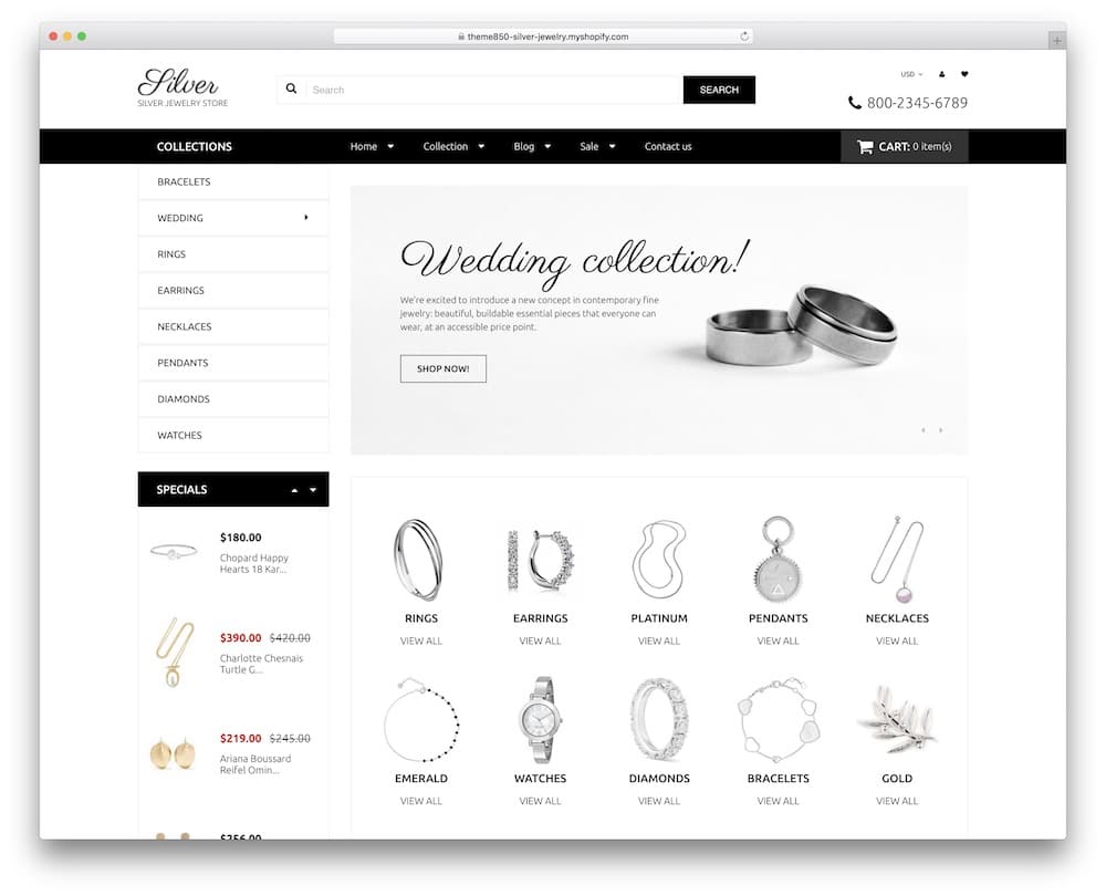 silver store shopify theme