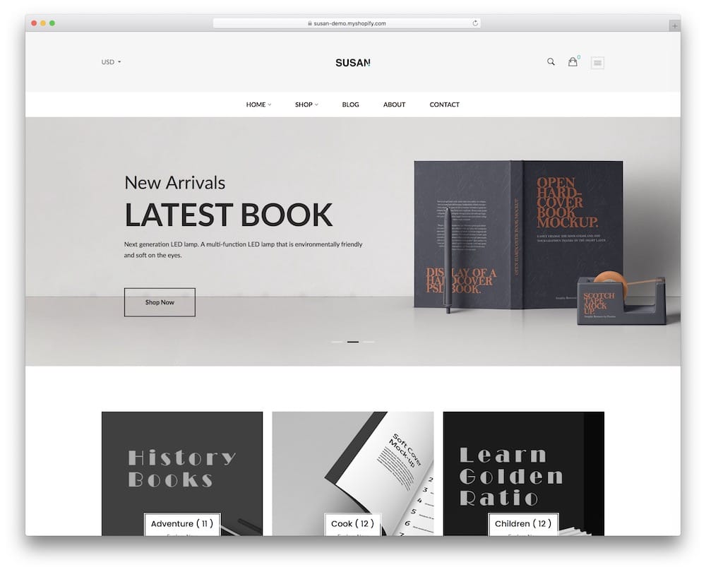 susan shopify book shop theme