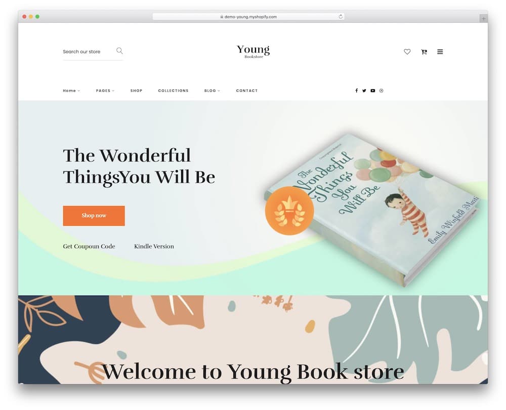 young shopify book shop theme