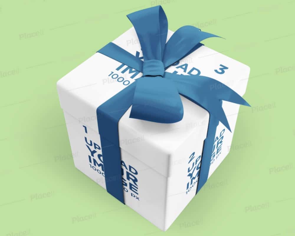 gift box mockup with editable ribbon