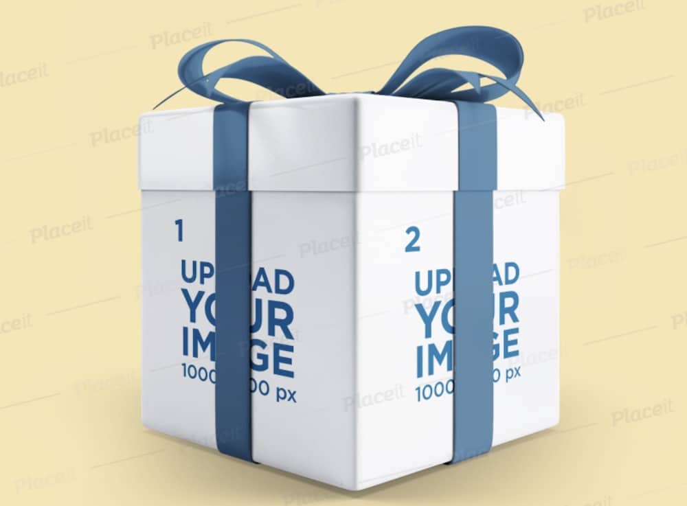 mockup of a gift box with ribbon