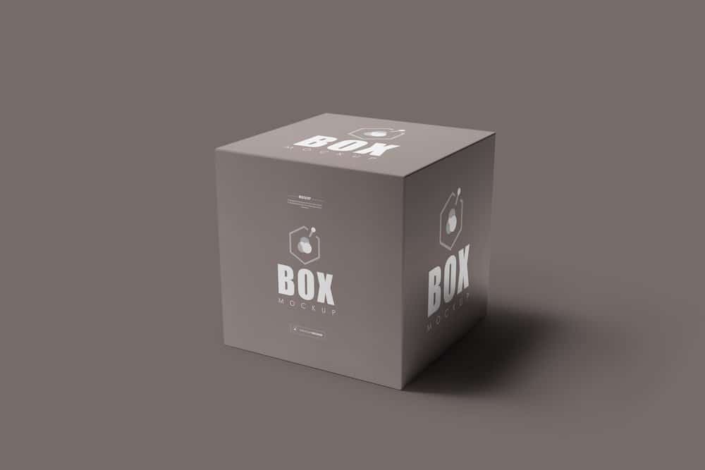 realistic square box psd mockup