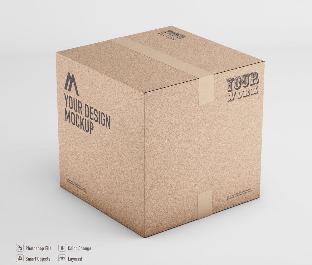 square cardboard box mockup