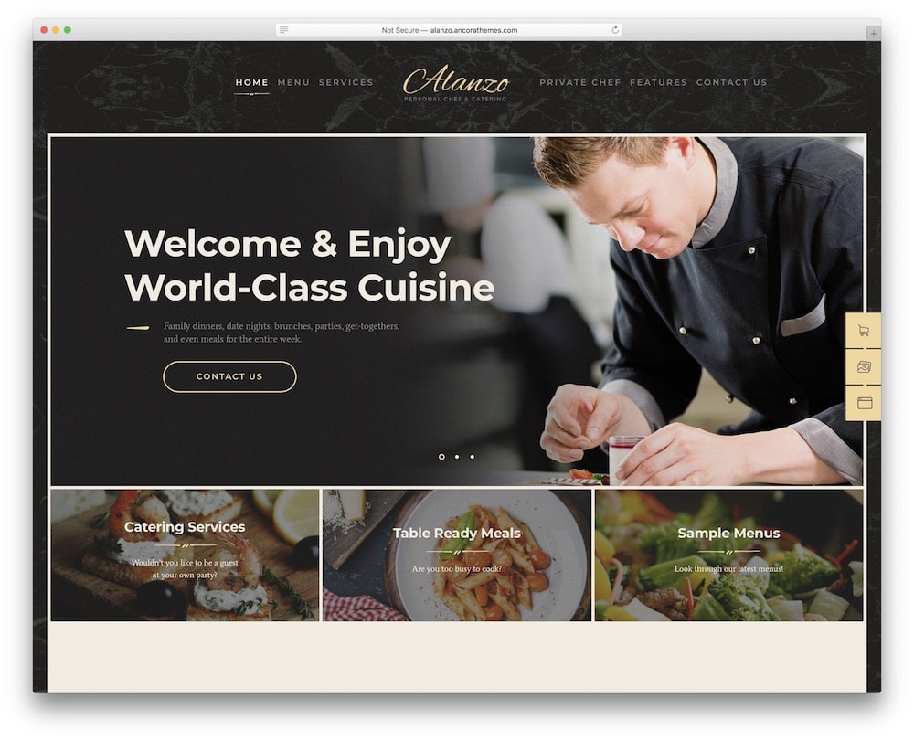 alanzo catering wordpress theme