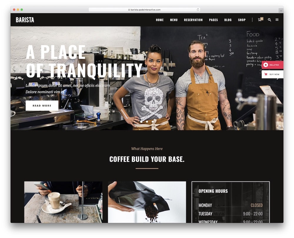 barista coffee shop wordpress theme