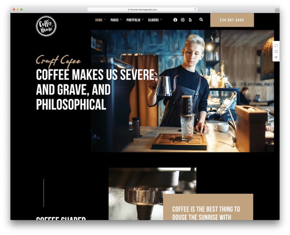 craft coffee shop wordpress theme