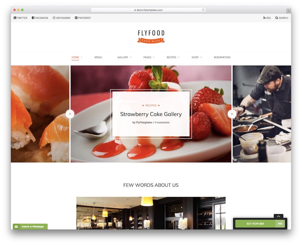 flyfood catering wordpress theme