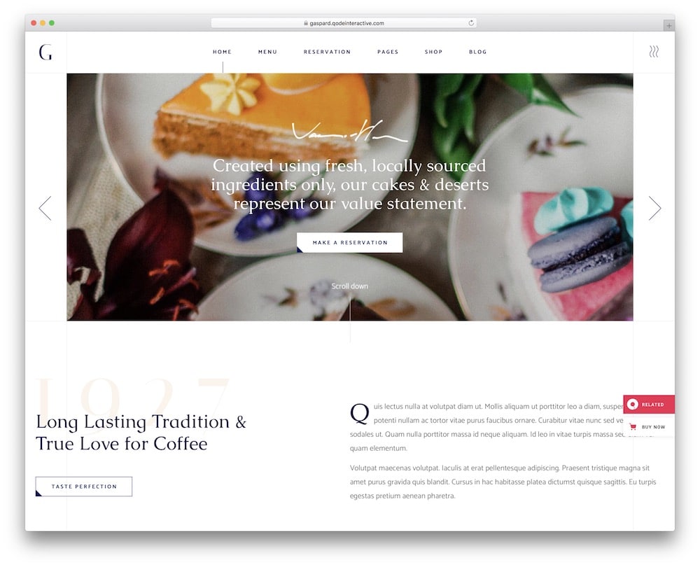 gaspard coffee shop wordpress theme