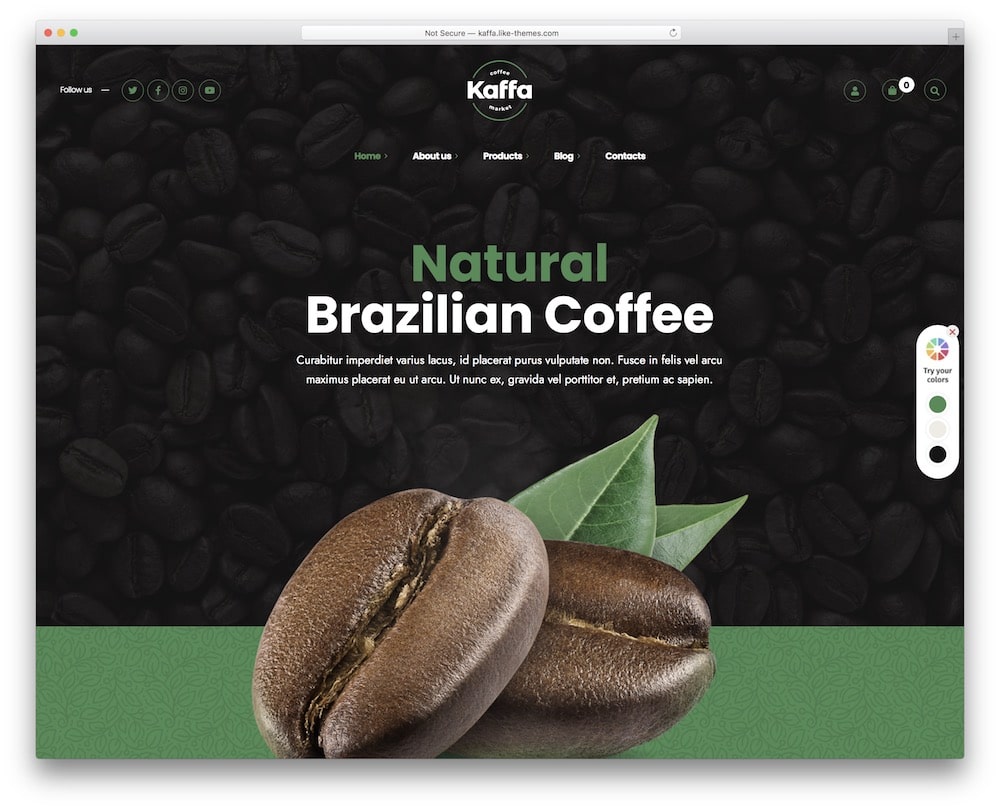 kaffa coffee shop wordpress theme