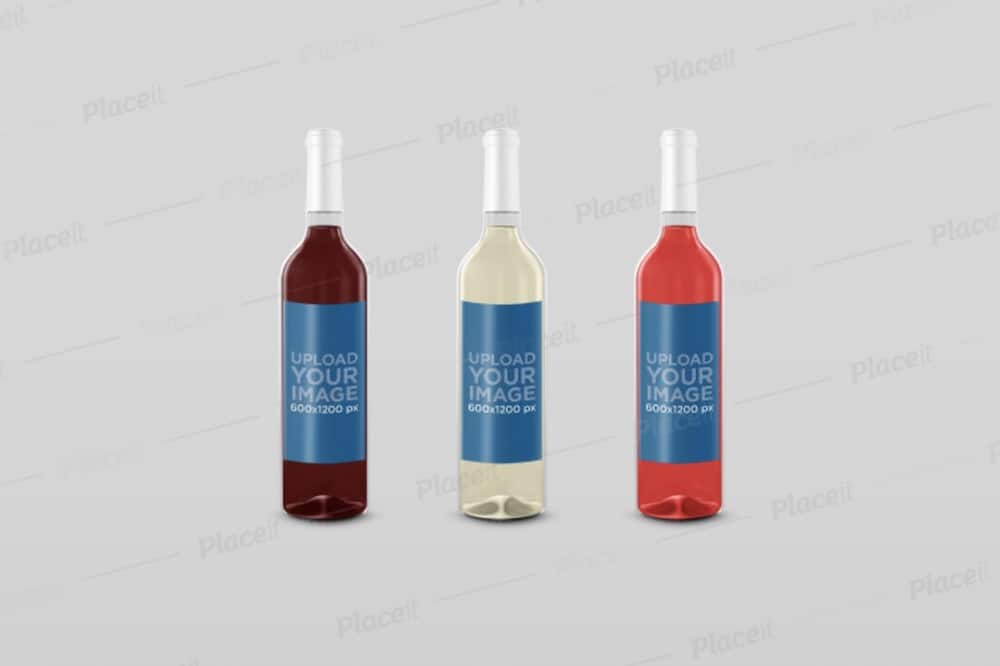 mockup of three wine bottles