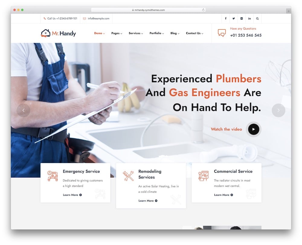 mrhandy plumber wordpress theme