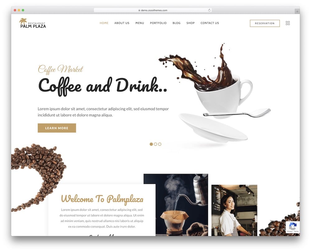 palmplaza cafe wordpress theme