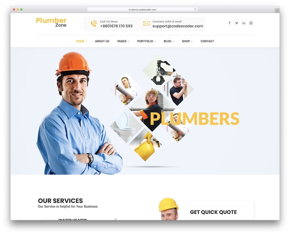 plumberzone wordpress theme for plumbers