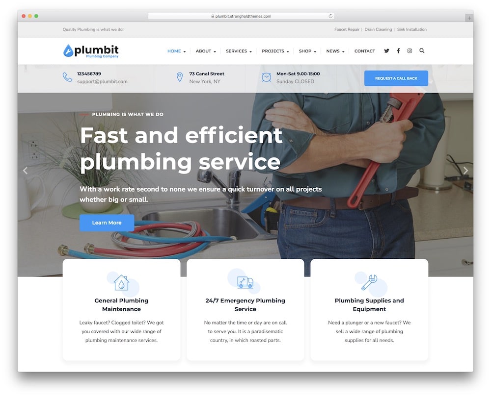 plumbit plumbing service wordpress theme