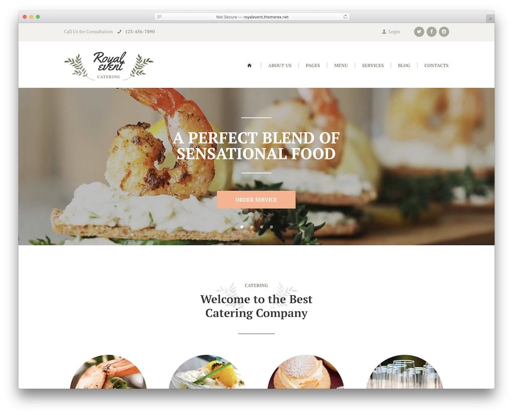 royal event catering service wordpress theme